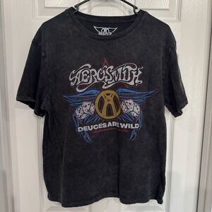 Aerosmith Deuces Are Wild World Tour T-Shirt Women's Size M Black